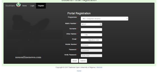 NOUN Returning Student Portal